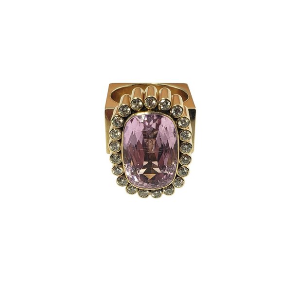 Vintage 14 Karat Yellow Gold Amethyst and Diamond Ring Size 9 #11249 - Picture 2 of 9